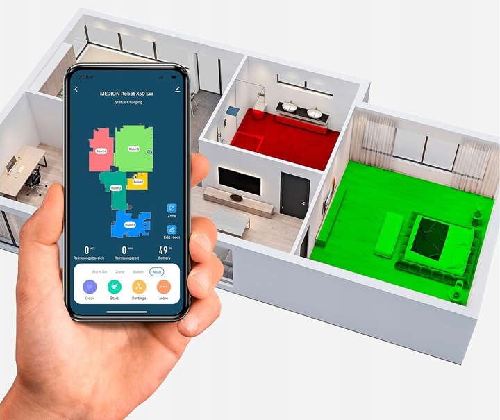 ROBOT SPRZĄTAJĄCY 2W1 LASER SAMOOPRÓŻNIAJĄCY MOPUJĄCY NAJMOCNIEJSZY 8000PA