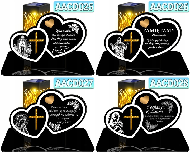 ZNICZ SOLARNY LED WIECZNY DLA DZIADKÓW NA CMENTARZ GRÓB lampka Serce 3D