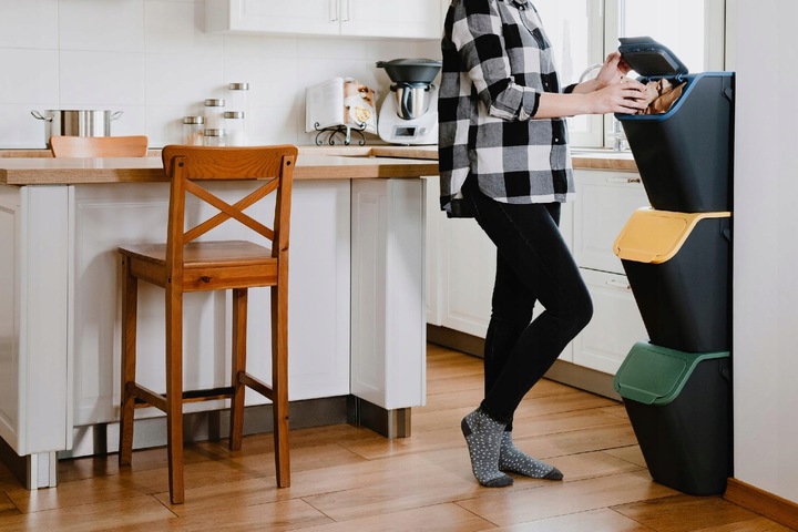 Kosz na Śmieci Odpady Łazienkowy Pojemnik do Segregacji Odpadów Czarny 25L