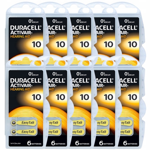 60x Duracell 10 Baterie do aparatów słuchowych