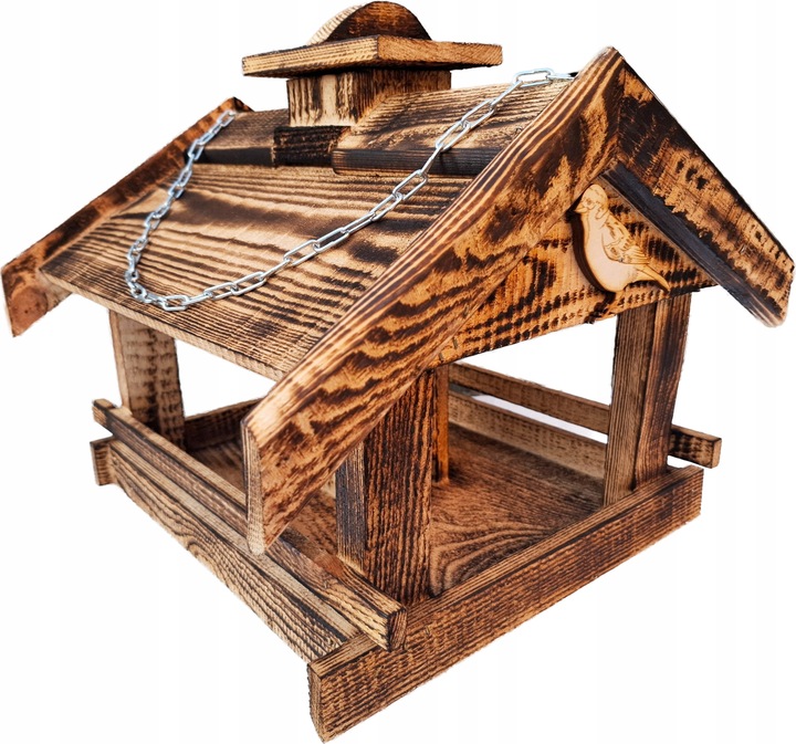 KARMNIK DREWNIANY opalany dla ptaków z WSYPEM WSYP budka lęgowa DUŻY