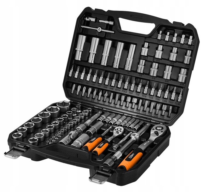 Zestaw Kluczy Nasadowych 110 Elementów 1/2", 1/4" Walizka NEO TOOLS