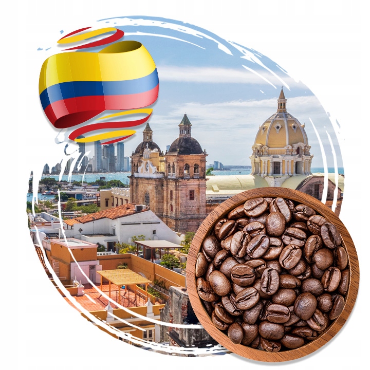 Kawa ziarnista 1kg KOLUMBIA 100% Arabica Exceslo Świeżo Palona - Tommy