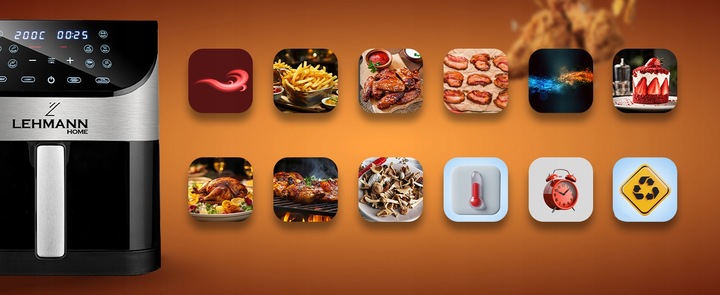 FRYTKOWNICA BEZTŁUSZCZOWA FRYTOWNICA AIRFRYER DUŻA 12 PROGRAMÓW 6l