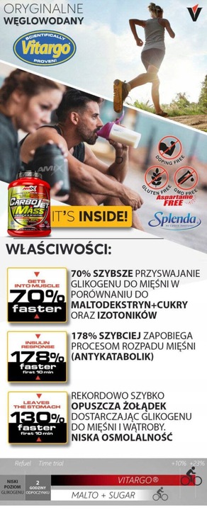 ODŻYWKA NA SIŁE I MASĘ 8 w 1 - Gainer z dodatkiem białka, kreatyny,