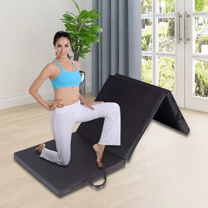 MATERAC GIMNASTYCZNY SKŁADANY do ĆWICZEŃ REHABILITACYJNY ASEKURACJA 180 cm