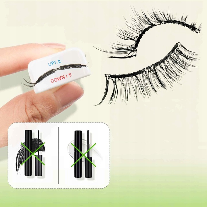 Rzęsy Magnetyczne Sztuczne JAK NATURALNE 2w1 + Aplikator BEZ Kleju