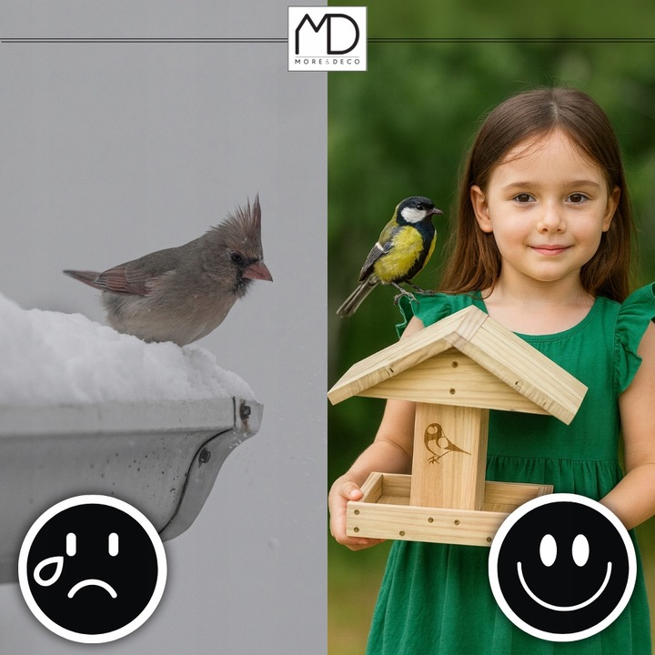 Karmnik dla ptaków domek budka DIY eko drewno ogrodowy solidny na zimę