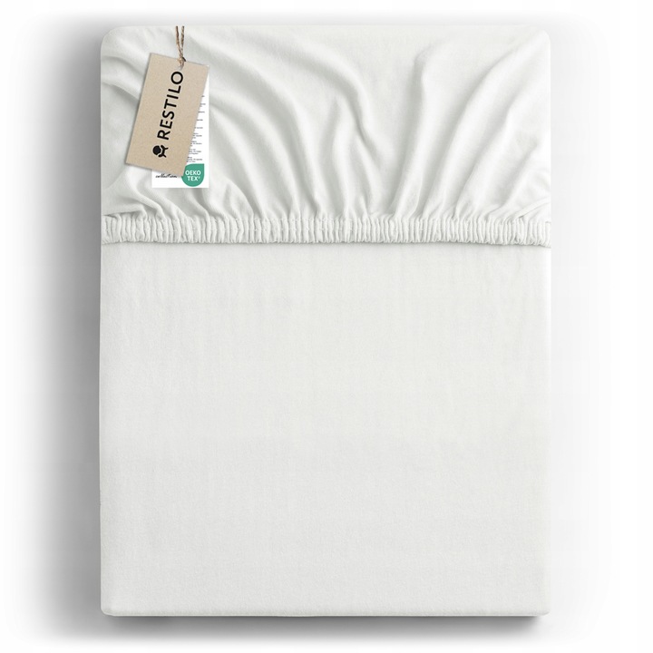 RESTILO Prześcieradło jersey z gumką bawełna czesana 90x200 Białe