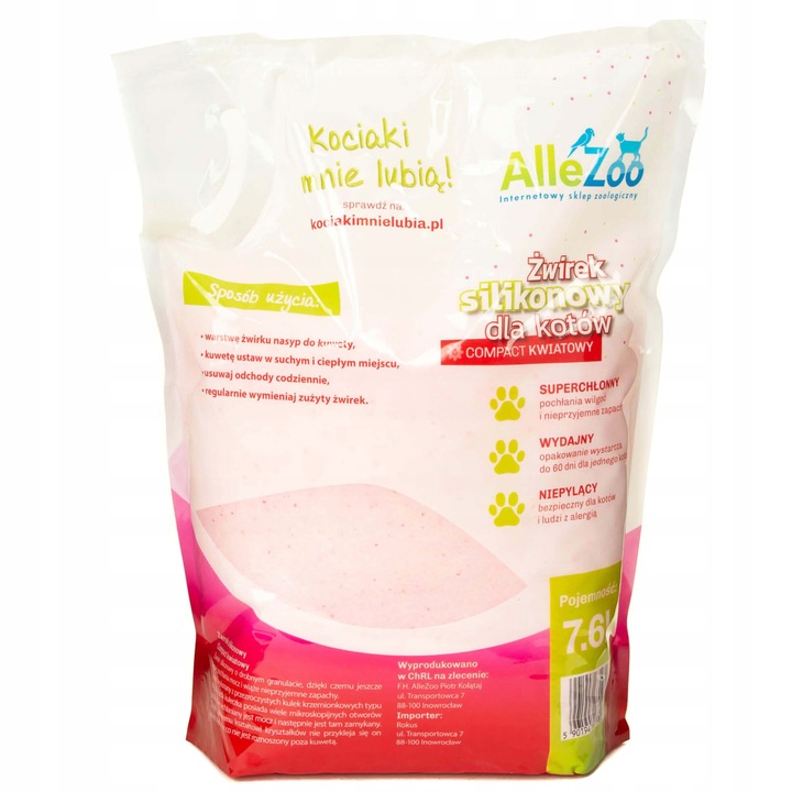AlleZoo Żwirek Silikonowy Dla Kota Drobny Compact Kwiatowy 7,6l