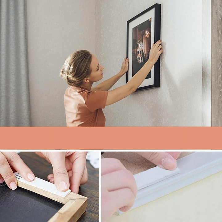 GWOŹDZIE SAMOPRZYLEPNE DO RAMEK DO WIESZANIA OBRAZÓW, DUŻE PASKI