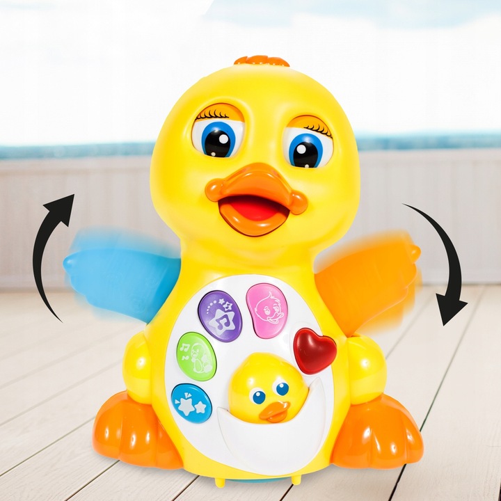 INTERAKTYWNA KACZUSZKA KACZKA GRA JEŹDZI MACHA SKRZYDEŁKAMI SERCE KWACZE