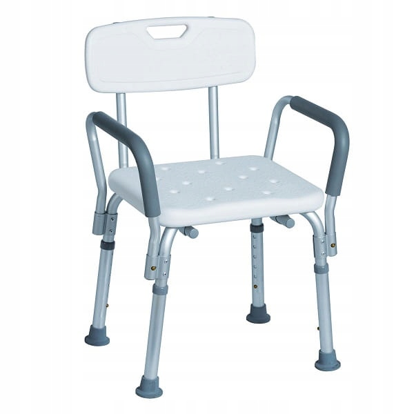 TABORET POD PRYSZNIC KRZESŁO PRYSZNICOWE STOŁEK ALUMNIOWY OPARCIE UCHWYTY