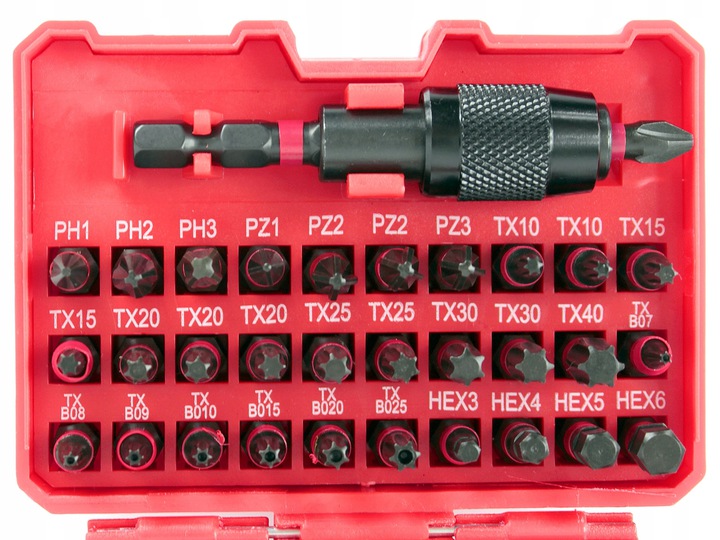 BITY MAGNETYCZNE WKRĘTAKI KOŃCÓWKI UDAROWE ZESTAW 32 EL. - PH PZ TX TXB HEX