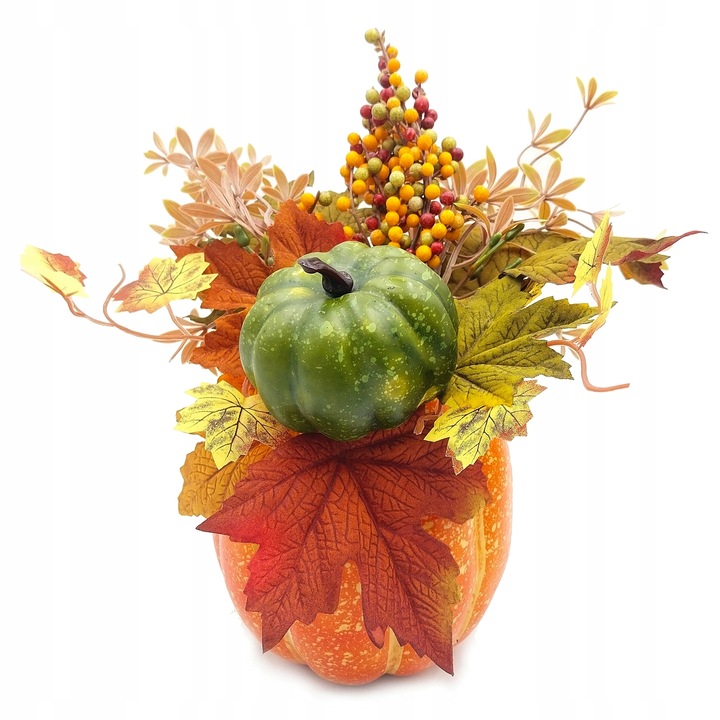 STROIK JESIENNY DYNIA Z KWIATAMI JESIENNA DEKORACJA DUŻY STROIK 30cm