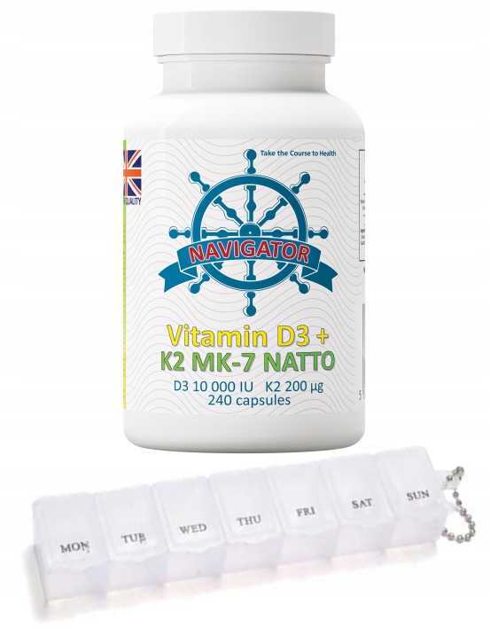 Navigator Witamina D3 10000 IU K2 MK-7 Natto 200 mcg 240 kapsułek + GRATIS
