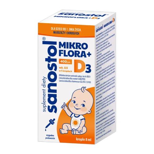 Sanostol Mikroflora+D3 krople, 8ml