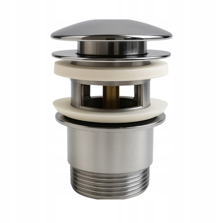 KOREK KLIK KLAK DO UMYWALKI CHROM AUTOMAT MOSIĘŻNY Z PRZELEWEM SREBRNY