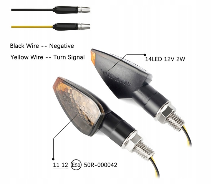 Kierunkowskazy motocyklowe czarne dymione 14 diod LED 2 sztuki