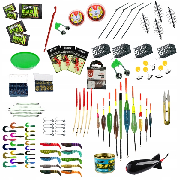 WYPEŁNIONA SKRZYNKA WĘDKARSKA zestaw 155 akcesoriów spinning spławik