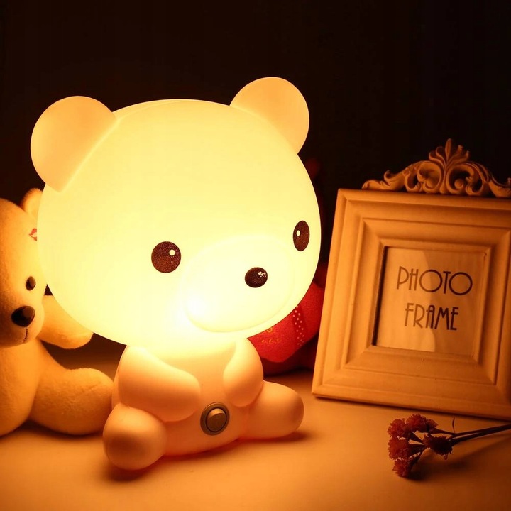 LAMPKA NOCNA DLA DZIECI LED MIŚ BIAŁA DO GNIAZDKA PREZENT