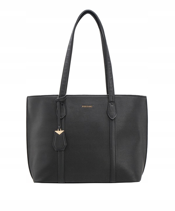Torebka Damska Czarna Shopper Duża Mieści A4 Na Ramię PUCCINI BML040D-1