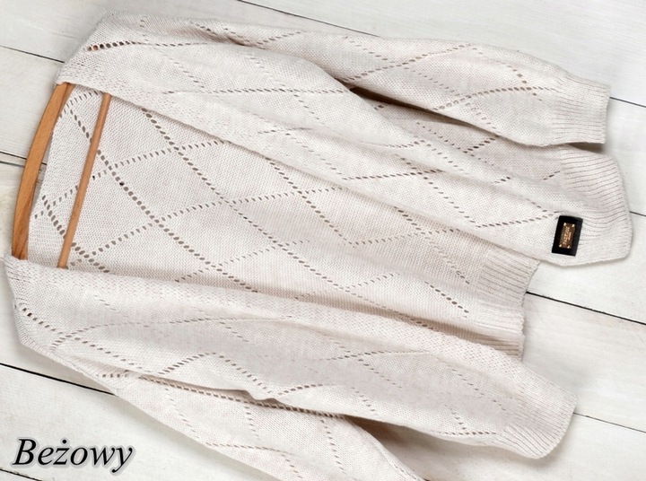 KARDIGAN AŻUROWY MODNA NARZUTKA SWETER AŻUROWY K55 M/L