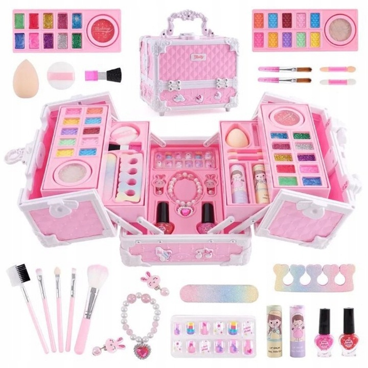 DUŻY ZESTAW KOSMETYKÓW DO MAKIJAŻU I PAZNOKCI MAKEUP DLA DZIECI PREZENT