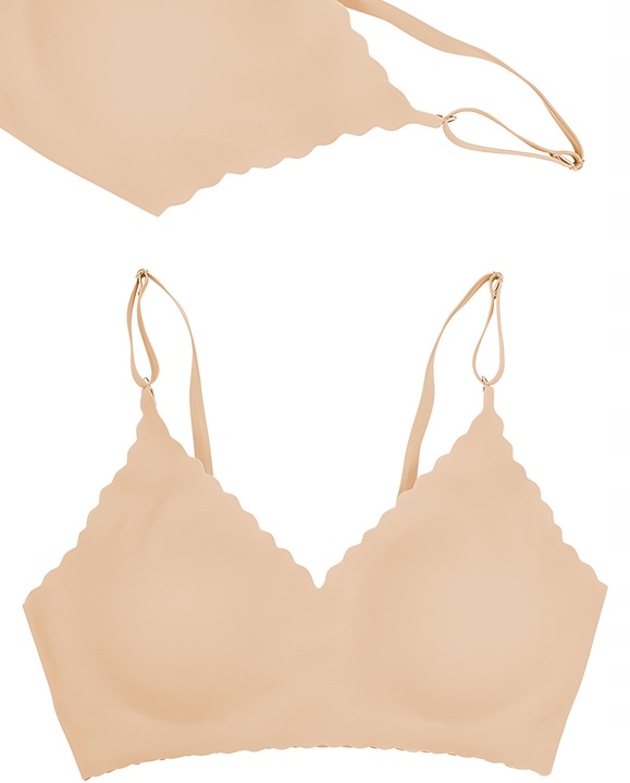 BIUSTONOSZ BEZSZWOWY Stanik Bez Zapięcia Haftek na Prezent Niewidoczny Beż