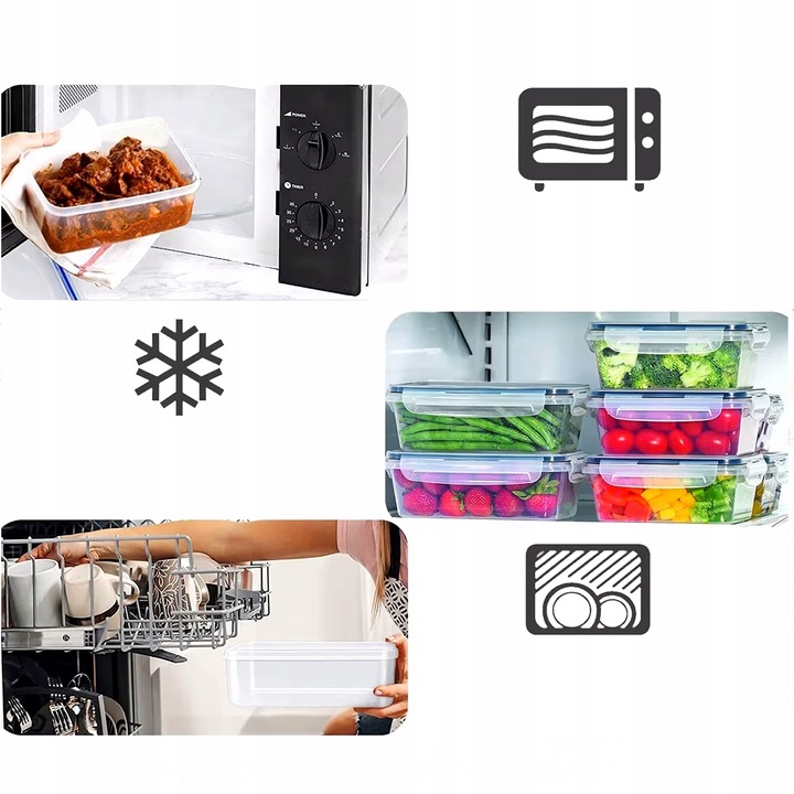 12x POJEMNIKÓW NA ŻYWNOŚĆ LUNCHBOX ŚNIADANIÓWKA BEZ BPA DO MIKROFALI