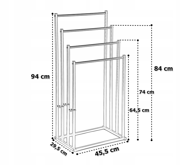 STOJAK NA RĘCZNIKI WIESZAK STOJĄCY PODŁOGOWY ŁAZIENKOWY 4 RAMIONA
