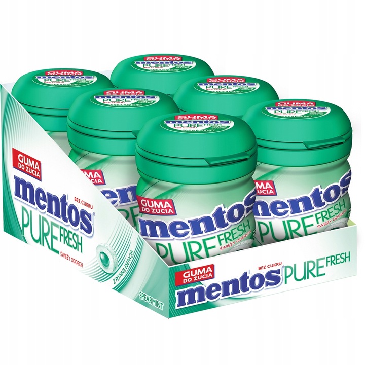 Mentos Pure Fresh guma do żucia bez cukru Spearmint miętowa łagodna 6x60g