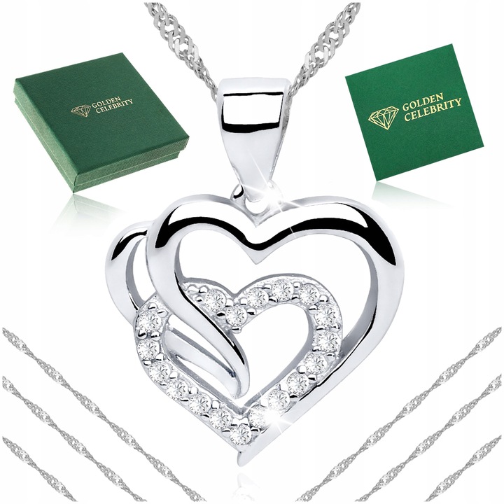 SREBRNY ŁAŃCUSZEK Z SERDUSZKIEM 925 DLA KOBIETY ŻONY MAMY CÓRKI + DEDYKACJA