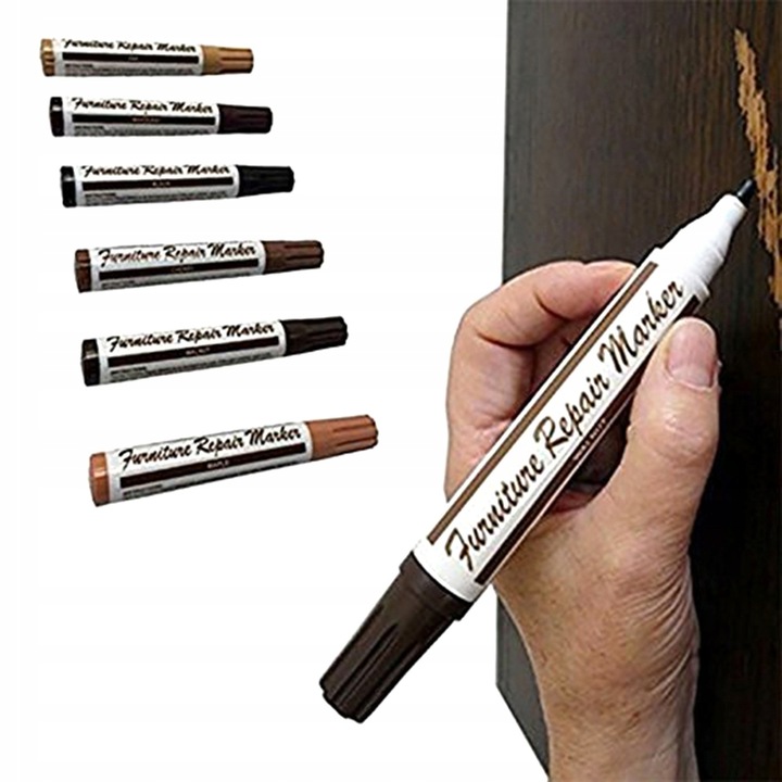 DUŻY ZESTAW DO NAPRAWY MEBLI PANELI DREWNA RYS MARKERY WOSKI 24 SZT