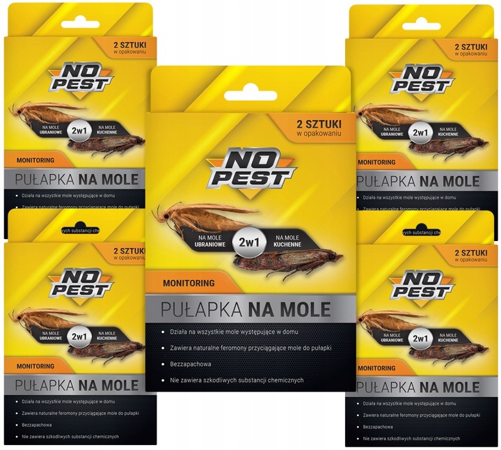 PUŁAPKA LEP NA MOLE SPOŻYWCZE KUCHENNE ODZIEŻOWE UBRANIOWE 2W1 10 SZT