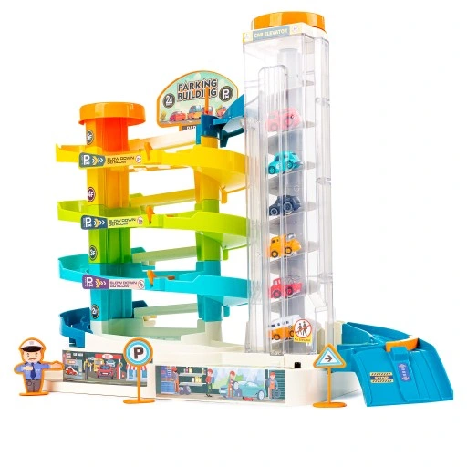 PARKING GARAŻ SAMOCHODOWY Z WINDĄ ZE ŚWIATŁEM I DŹWIĘKIEM AUTA ZAKRĘCONY