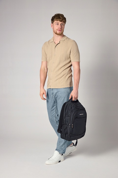 Plecak męski do pracy na laptopa szkolny młodzieżowy pojemny czarny