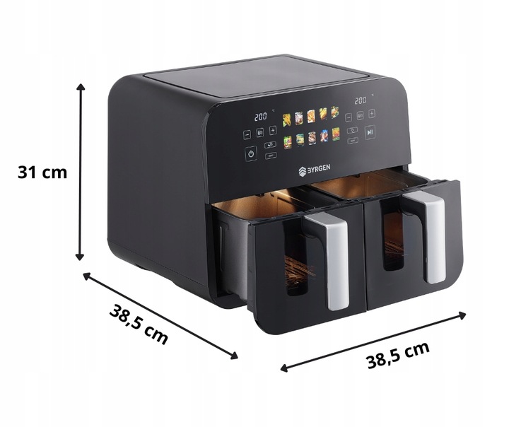 Frytkownica Beztłuszczowa Air Fryer BYRGEN 9L dwukomorowa 2400W