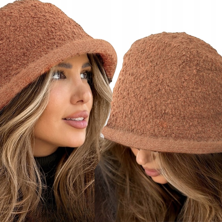 BUCKET HAT KAPELUSZ JESIEŃ ZIMA WIOSNA BOUCLE BUKLA BARANEK BEAR KOL