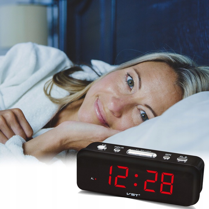 BUDZIK ZEGAR ELEKTRONICZNY SIECIOWY LED VST-738