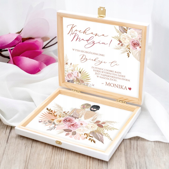 PODZIĘKOWANIA DLA ŚWIADKÓW W PUDEŁKU GRAWEROWANY PREZENT DLA ŚWIADKOWEJ