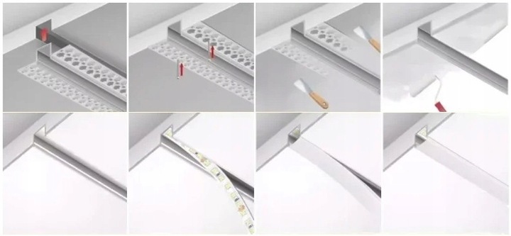 Profil LED aluminiowy do płyt GK gipsowych wpuszczany 2m regips