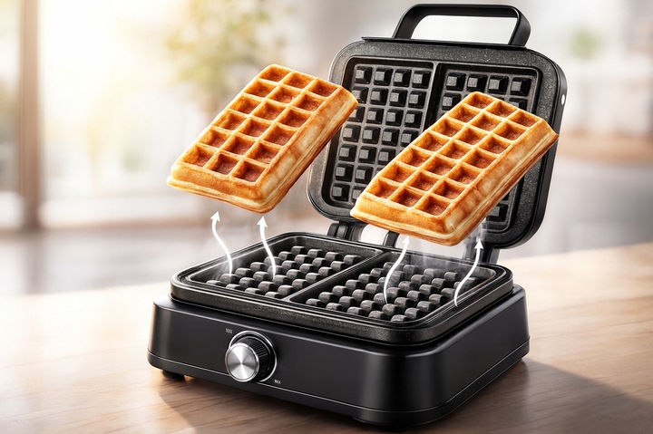 Gofrownica Primaveo 2500W Regulacja Temperatury 2 Duże Chrupiące Gofry