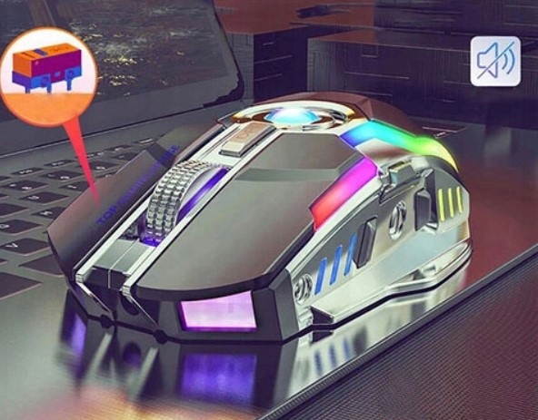PROFESJONALNA CICHA MYSZ GAMINGOWA PODŚWIETLANA