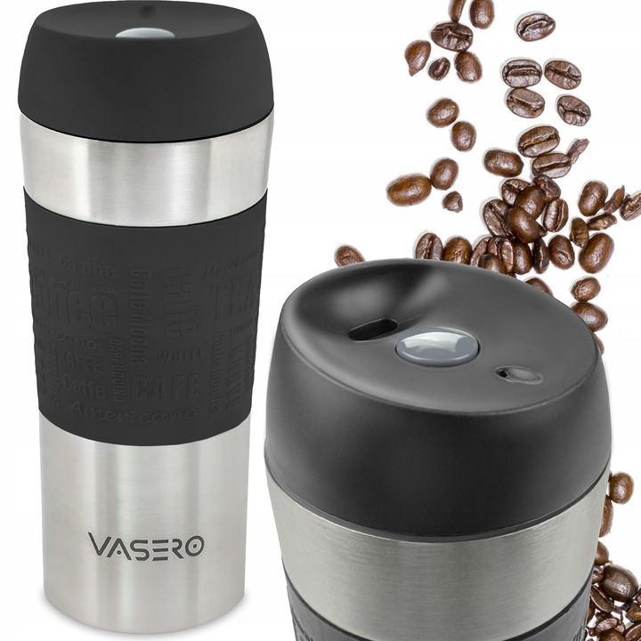 ANTYPOŚLIZGOWY KUBEK TERMICZNY USTNIK TERMOS na herbatę kawę PRÓŻNIOWY STAL