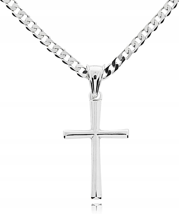 SREBRNY ZESTAW KOMUNIJNY ŁAŃCUSZEK I KRZYŻYK 40CM NA PREZENT