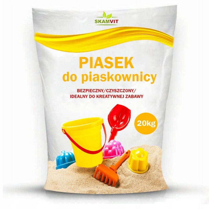 PIASEK DO PIASKOWNICY 20KG PIACH CZYSTY DLA DZIECI SUCHY DO OGRODU