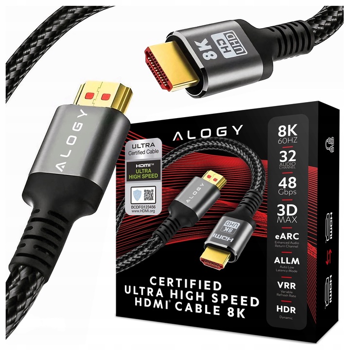 Kabel HDMI 2.1 PREMIUM ULTRA High Speed 10K 8K/60HZ 4K/120 1m