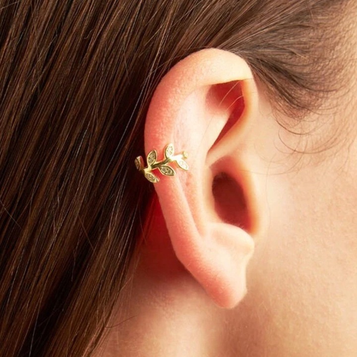 Mankiet do ucha Olive Tree ze srebra próby 925 pokrytego 14-karatowym