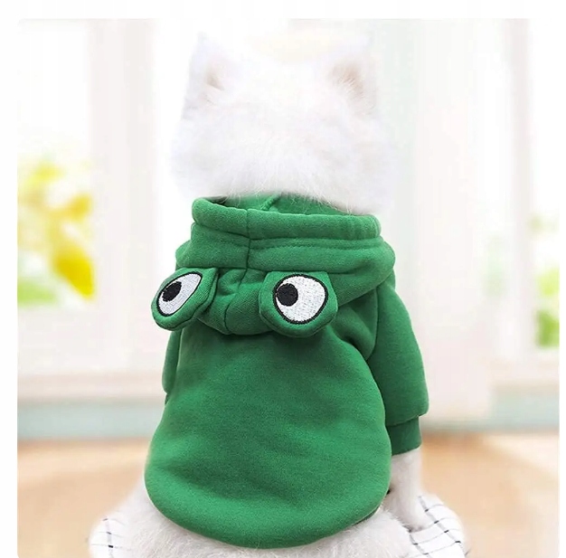 UBRANIE PRZEBRANIE DLA PSA KOTA BLUZA Z KAPTUREM ZIELONA ŻABA S